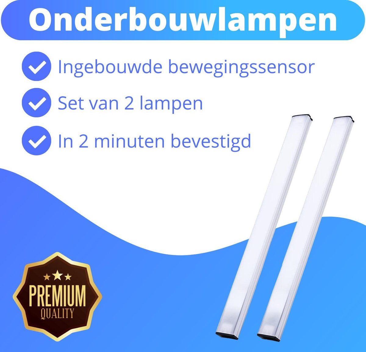 Onderbouwverlichting LED Met Bewegingssensor 30cm 2 stuks- Natuurlijk - wit - Earkings