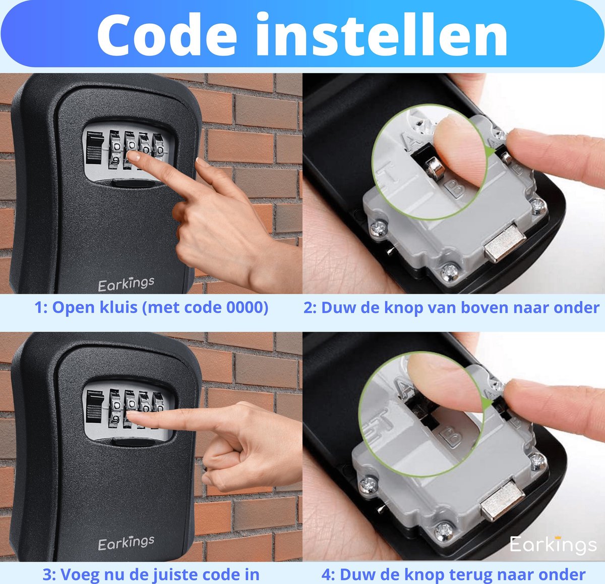 Sleutelkluisje met Code Inclusief Wandmontage - Earkings