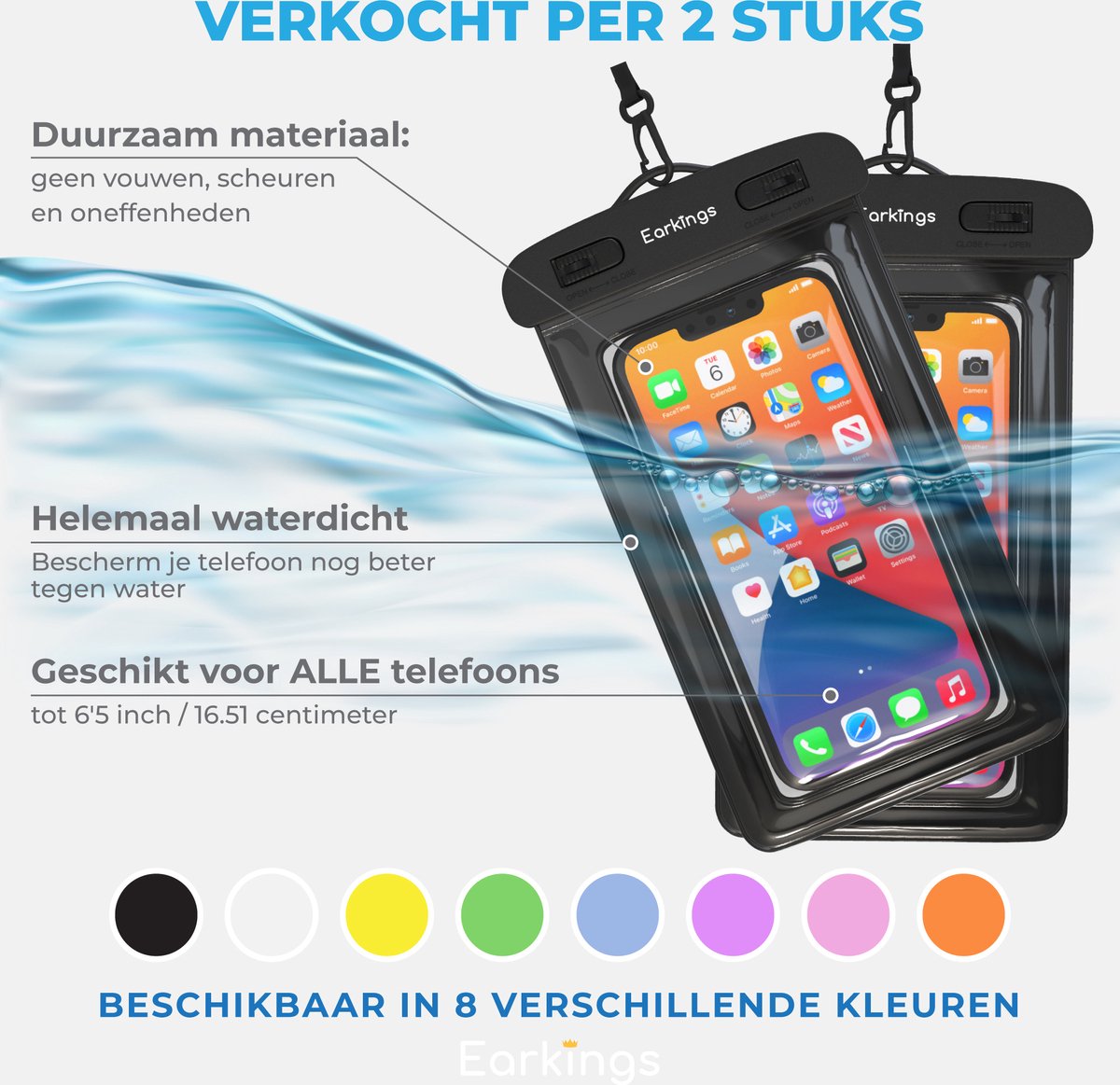 Waterdichte telefoonhoesjes Set van 2 stuks - Earkings