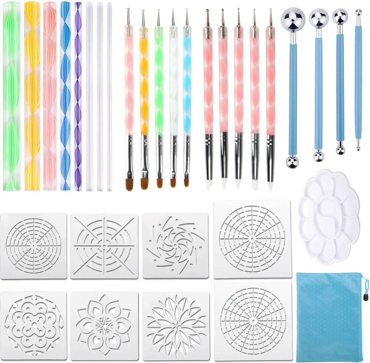 Dotting Tools 32 delig Mandala - inclusief Sjabloon - Earkings