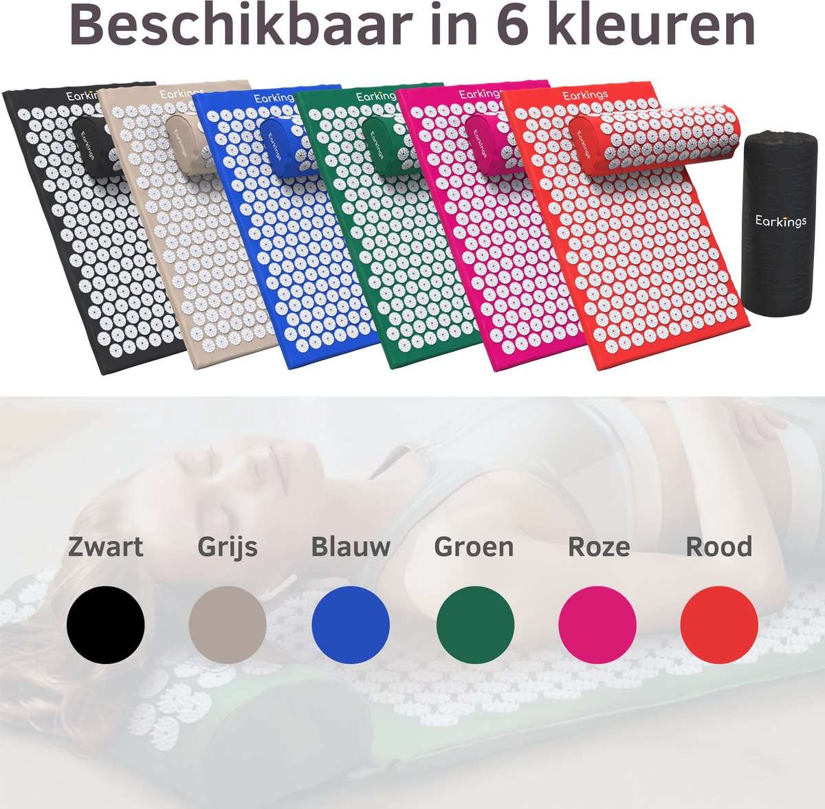 Spijkermat met kussen en met Opbergtas - 8000+ punten - Earkings