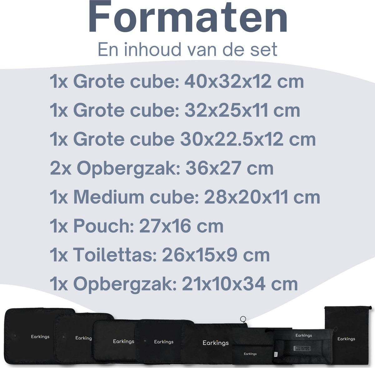Packing Cubes Koffer Organizer Set - 9-Delige - zwart - Earkings
