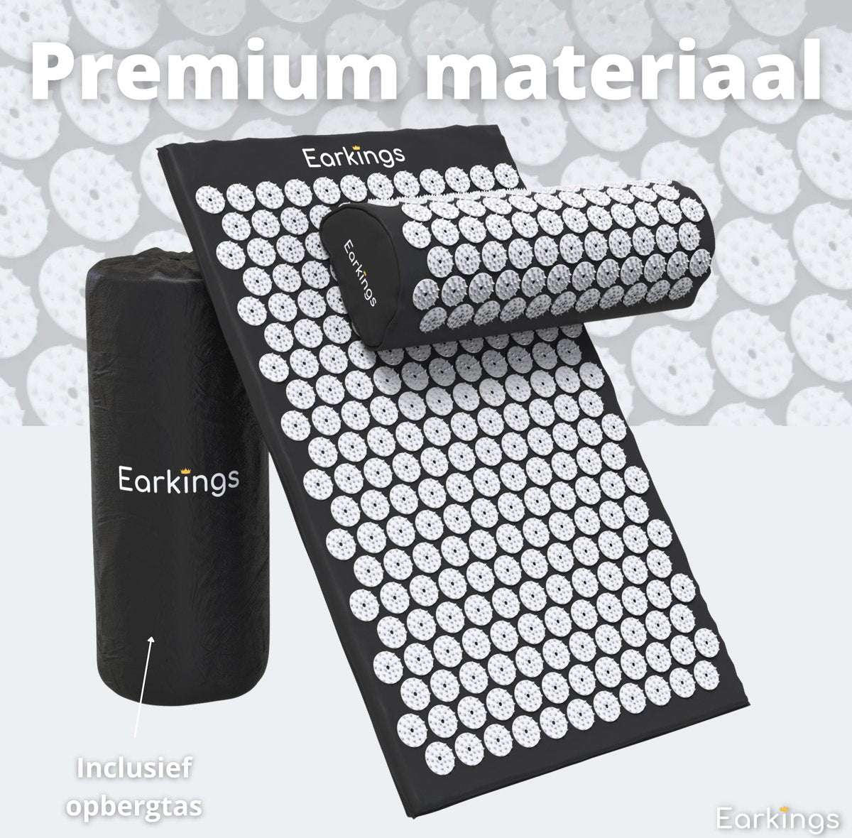 Spijkermat met kussen en met Opbergtas - 8000+ punten - zwart - Earkings