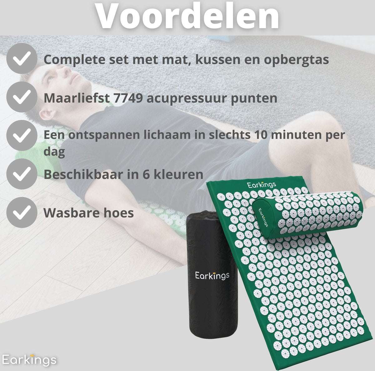 Spijkermat met kussen en met Opbergtas - 8000+ punten - Earkings