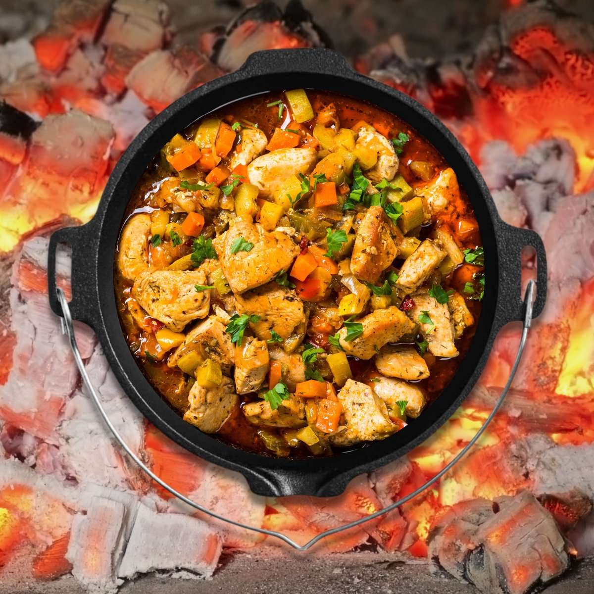 KitchenMonster® Dutch Oven Kookpan - Gietijzeren Pan Ø29 met Deksel 9 Liter - Earkings