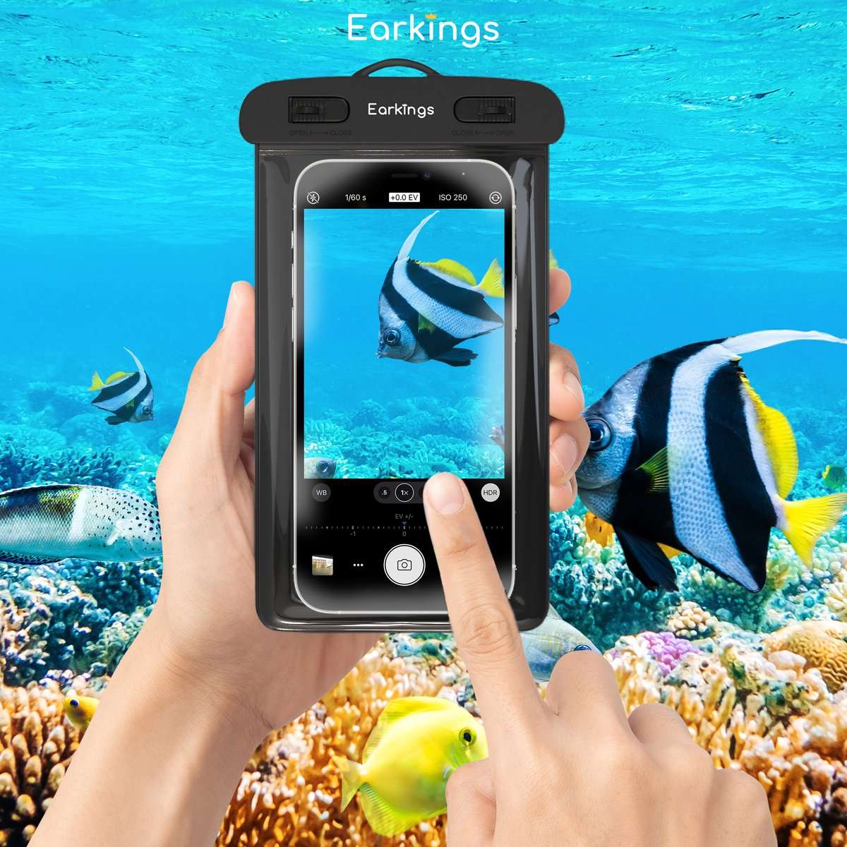 Waterdichte telefoonhoesjes Set van 2 stuks - zwart & donker blauw - Earkings