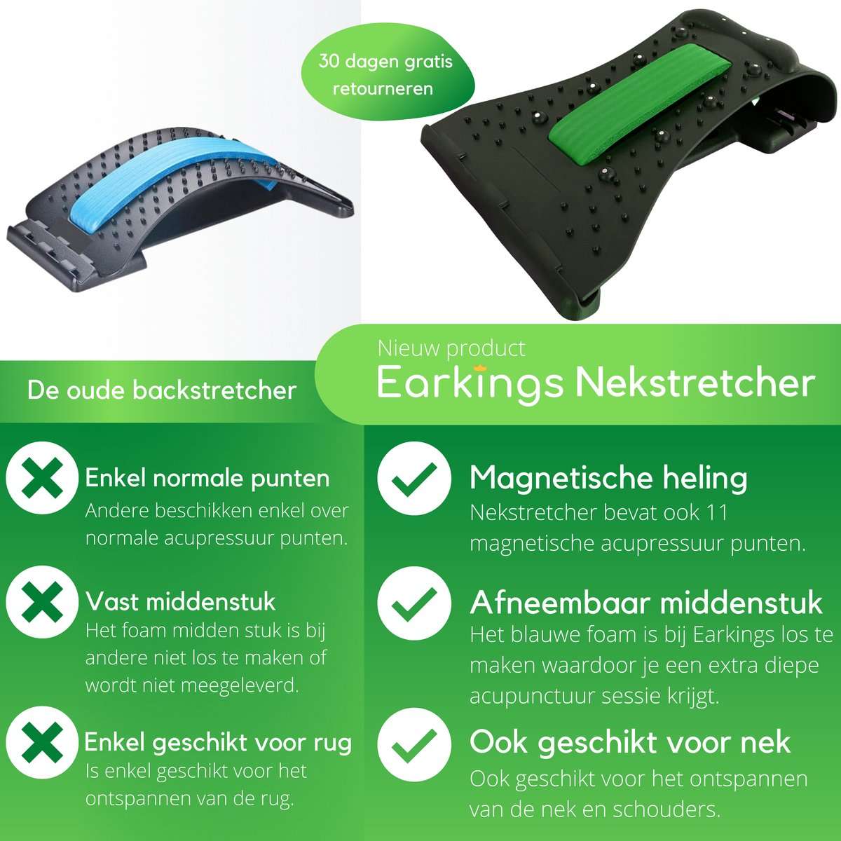 Nekstretcher Nekmassage apparaat - groen - Earkings