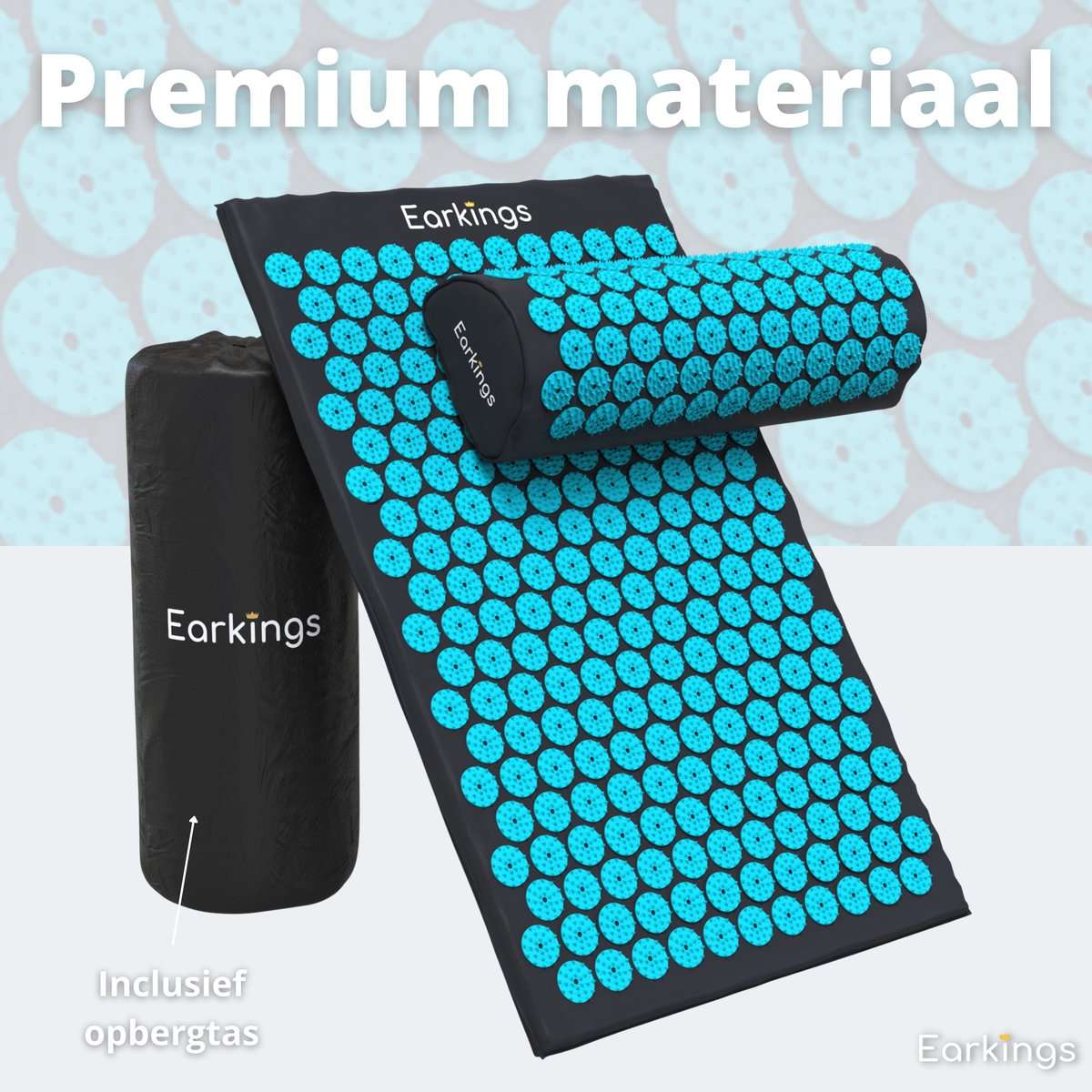 Spijkermat met kussen en met Opbergtas - 8000+ punten - zwart & blauw - Earkings