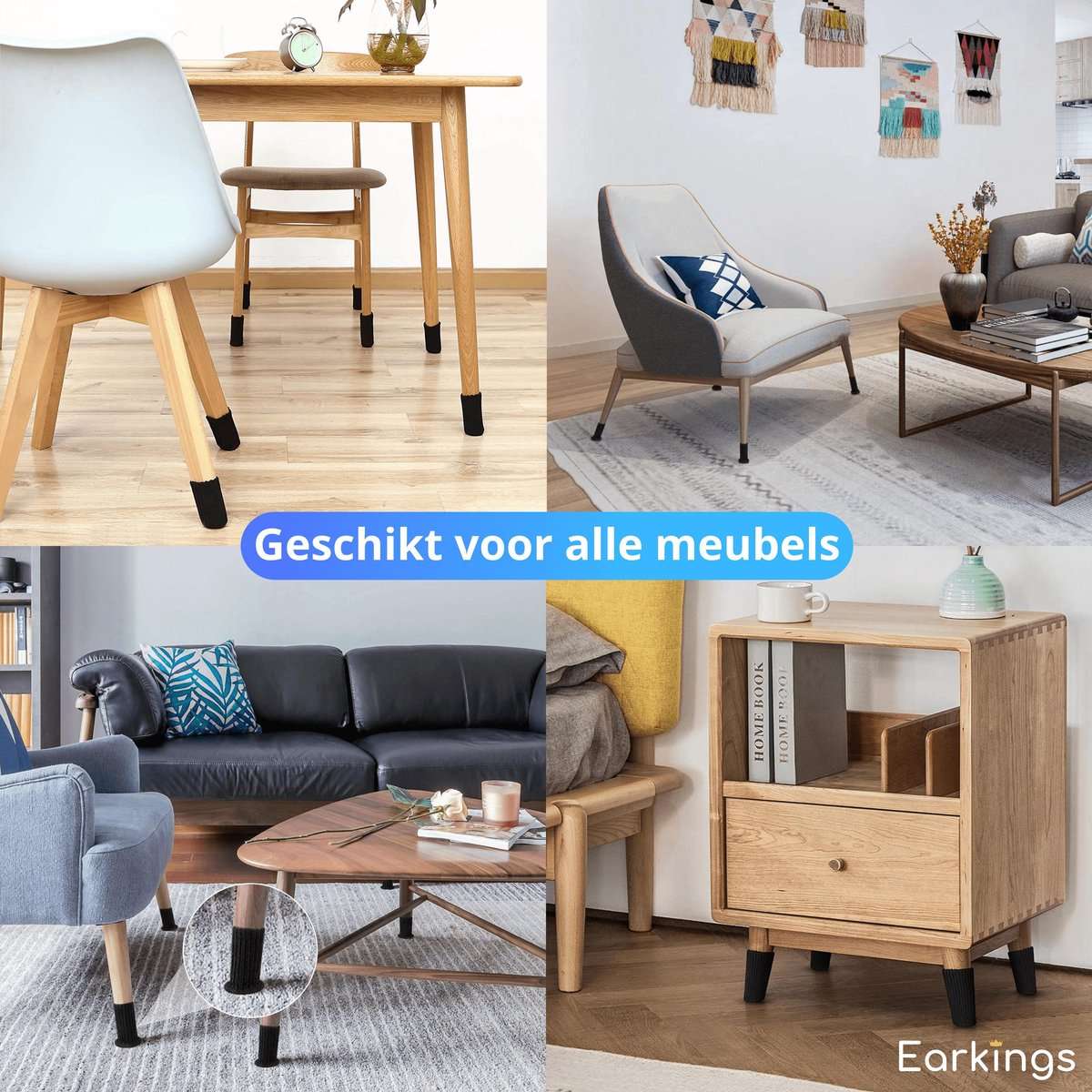 Stoelpoot Beschermers Vloerbeschermer Ø25-50 mm sokken - 24 stuks - Earkings