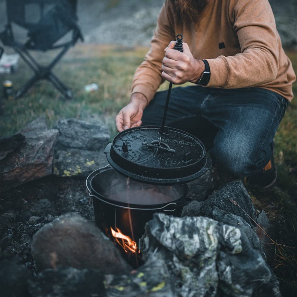 KitchenMonster® Dutch Oven Kookpan - Gietijzeren Pan Ø29 met Deksel 9 Liter - Earkings