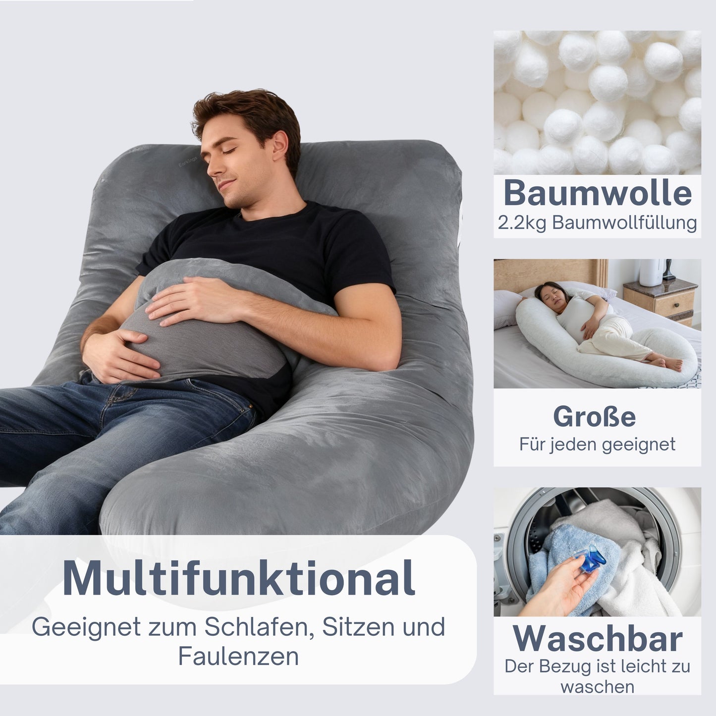 Schwangerschaftskissen Seitenschlafkissen 140x80cm