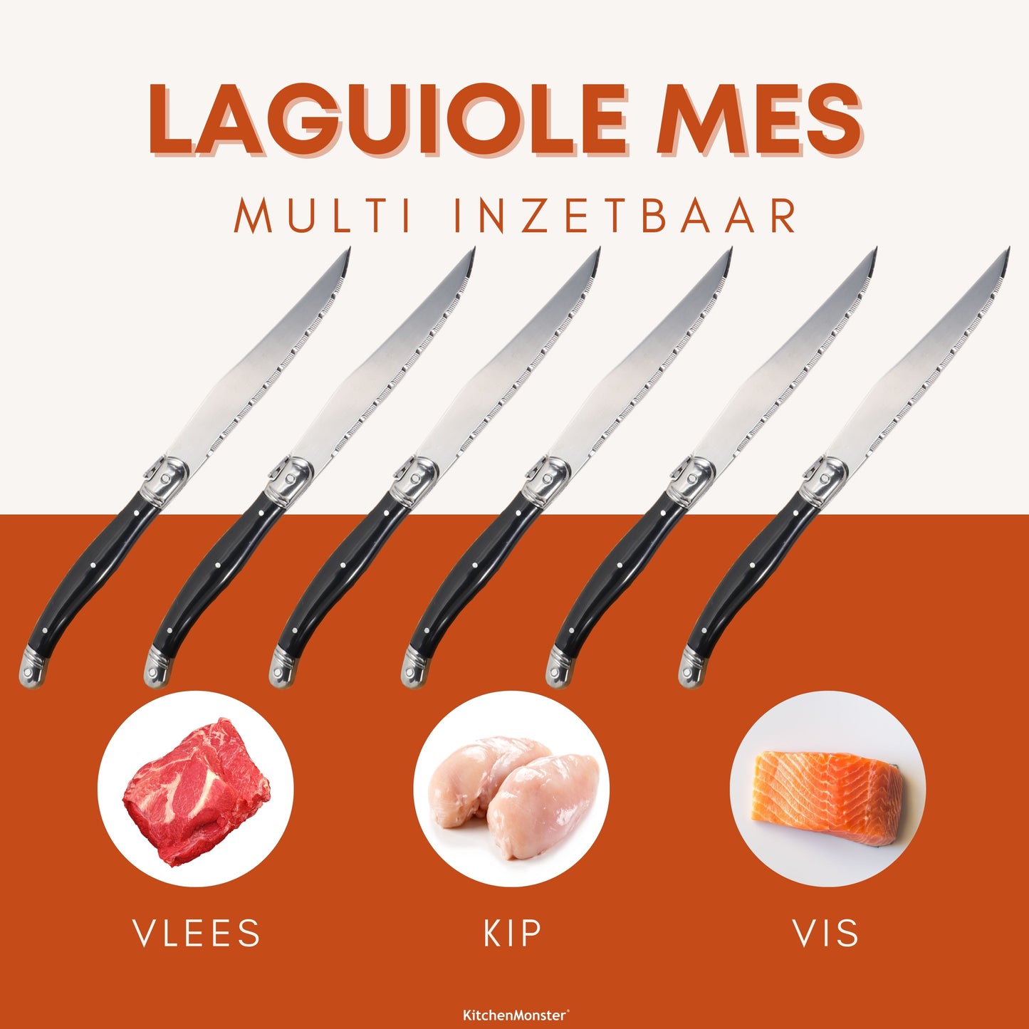 KitchenMonster® Steakmessen set van 6 - Earkings