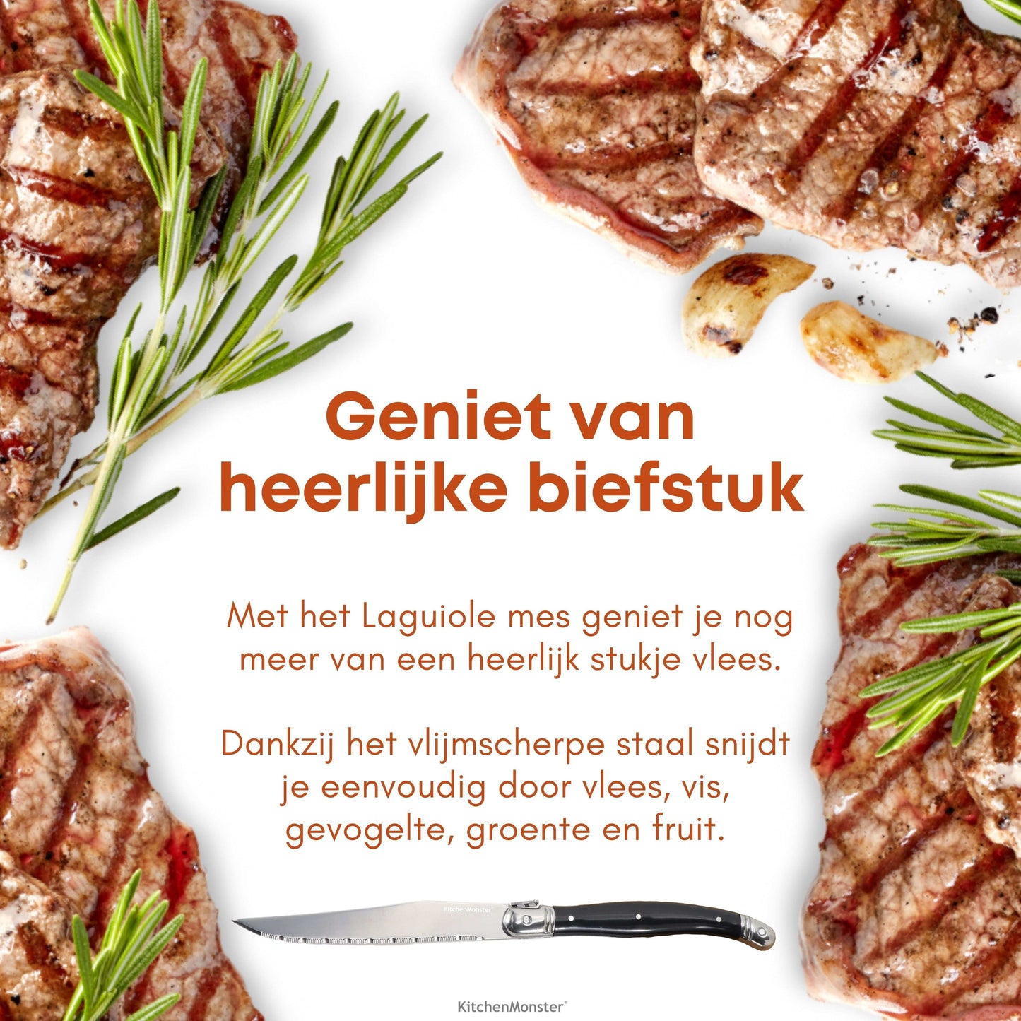 KitchenMonster® Steakmessen set van 6 - Earkings