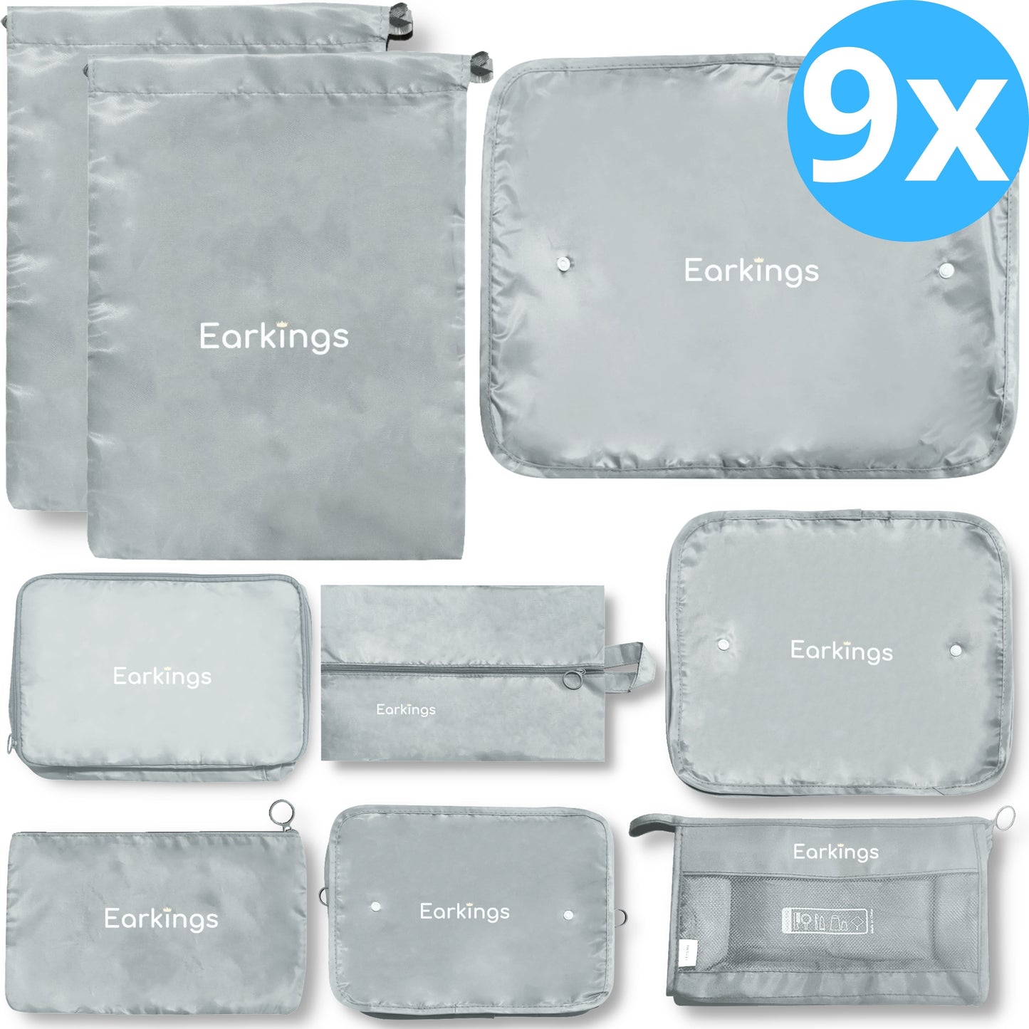 Packing Cubes Koffer-Organizer-Set – 9-teilig – Schwarz