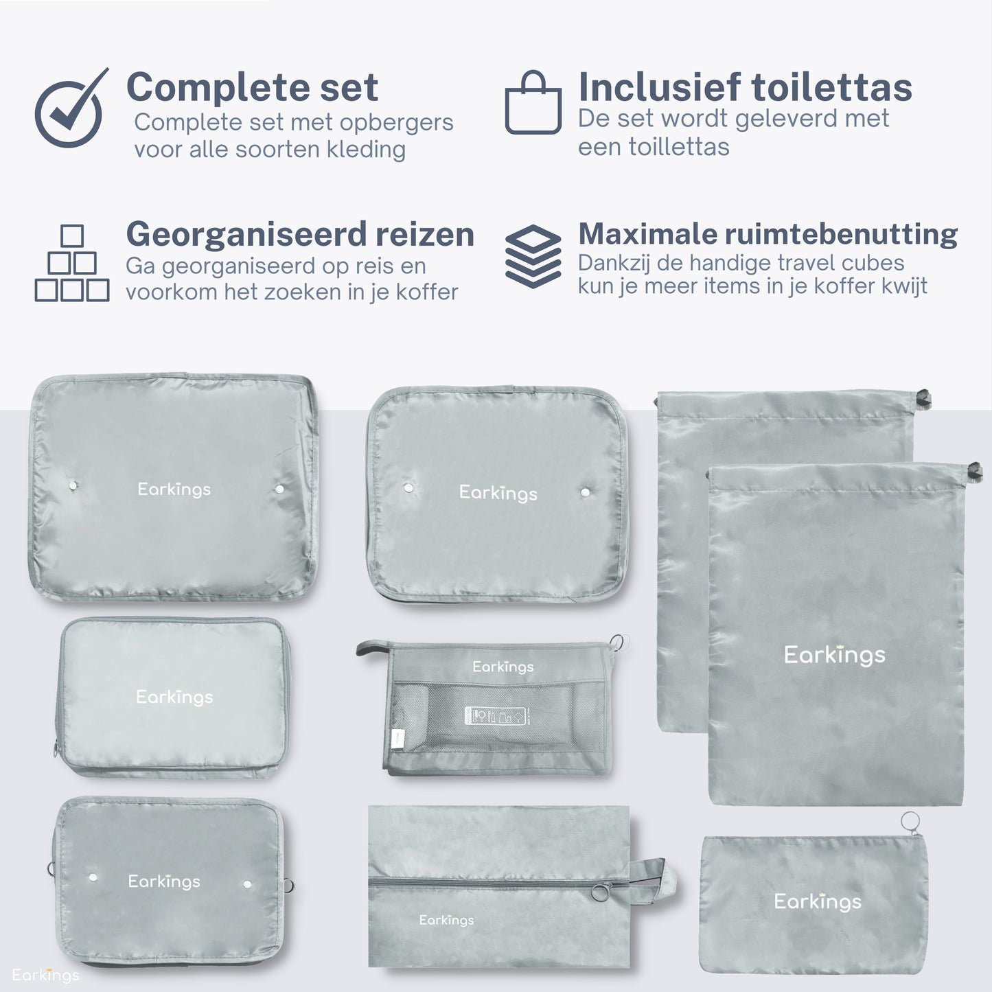 Packing Cubes Koffer-Organizer-Set – 9-teilig – Schwarz