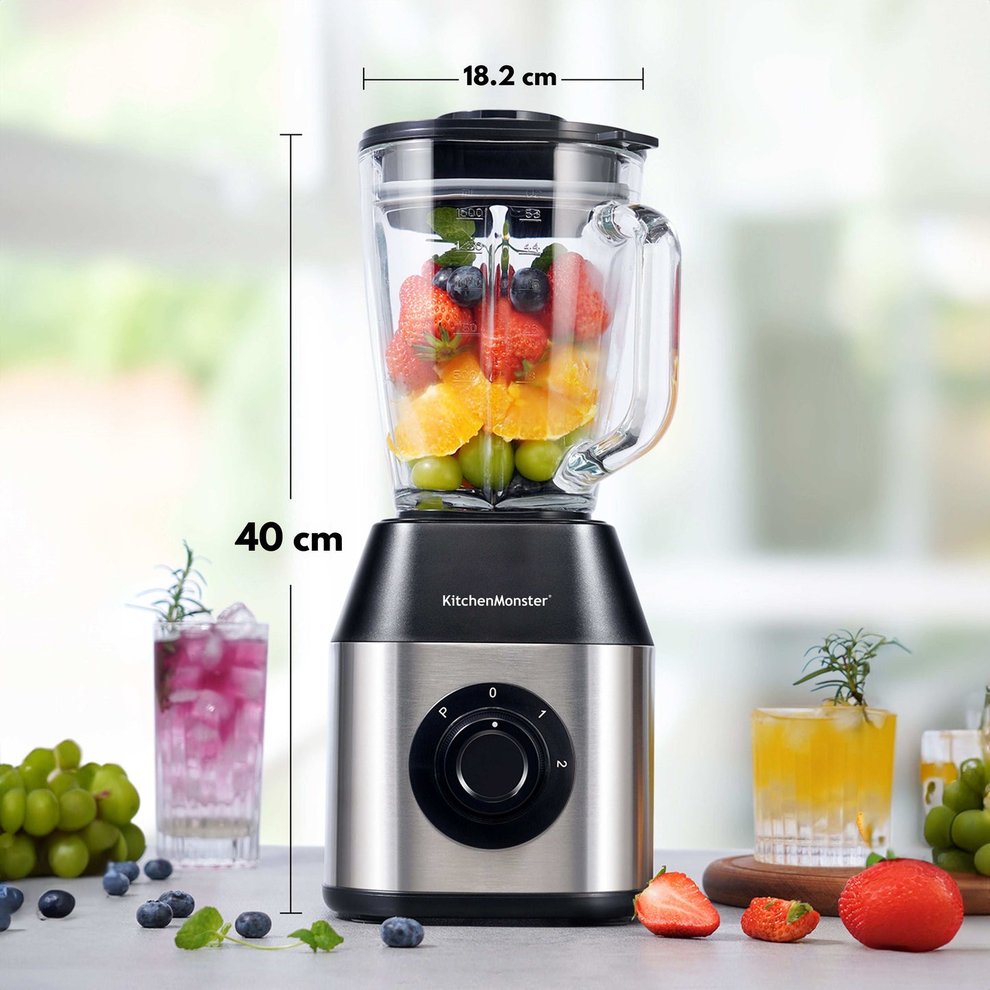 KitchenMonster® Blender Pro 1200 Watt - Smoothie Maker 1.5 Liter met 3 standen - Earkings