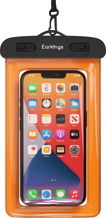 Waterdichte telefoonhoesjes Set van 2 stuks - zwart & oranje - Earkings
