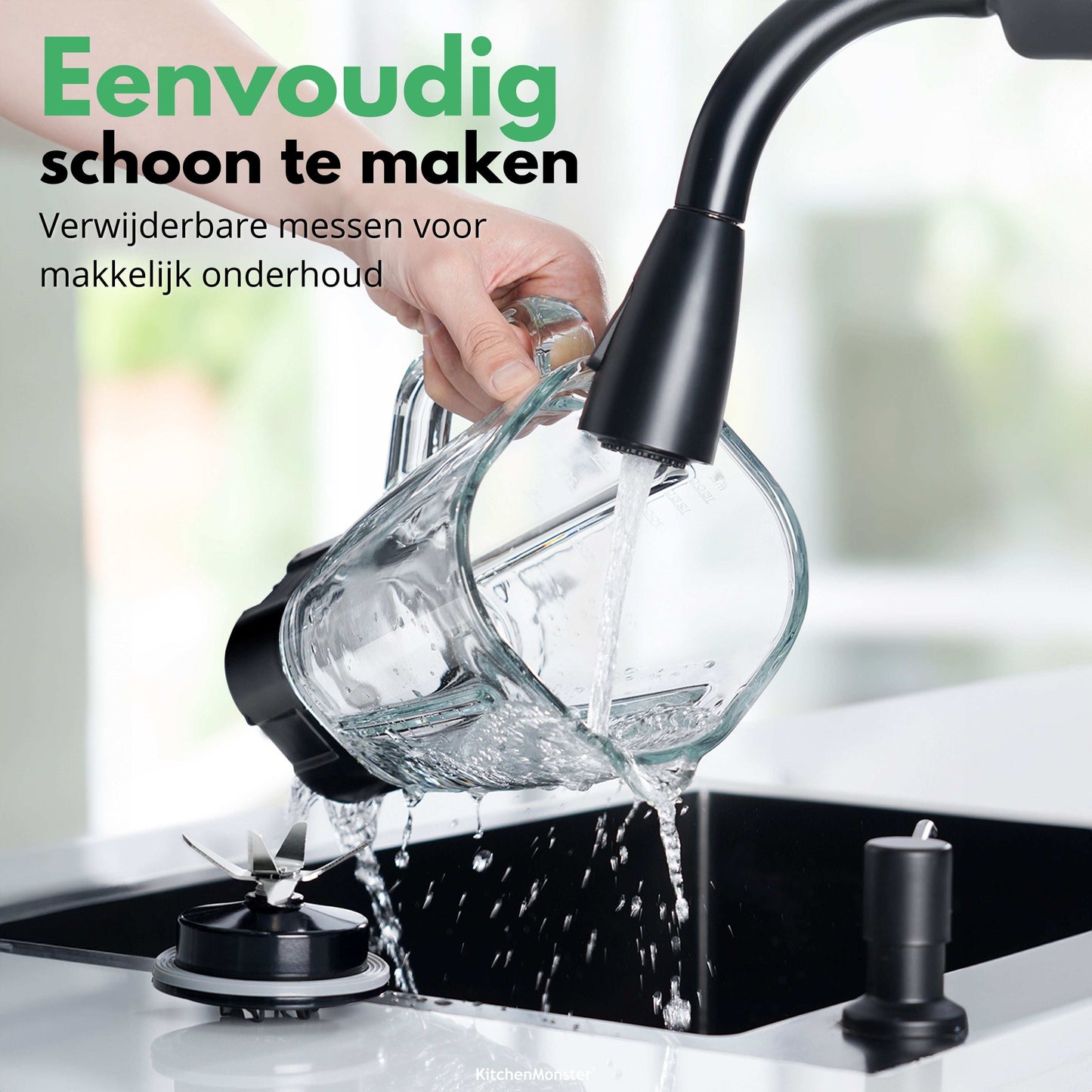 KitchenMonster® Blender Pro 1200 Watt - Smoothie Maker 1.5 Liter met 3 standen - Earkings