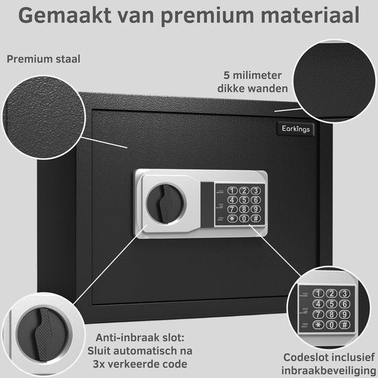 Elektronische Kluis 30x38x30 cm met Cijferslot - Earkings