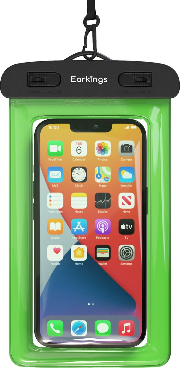 Waterdichte telefoonhoesjes Set van 2 stuks - zwart & groen - Earkings