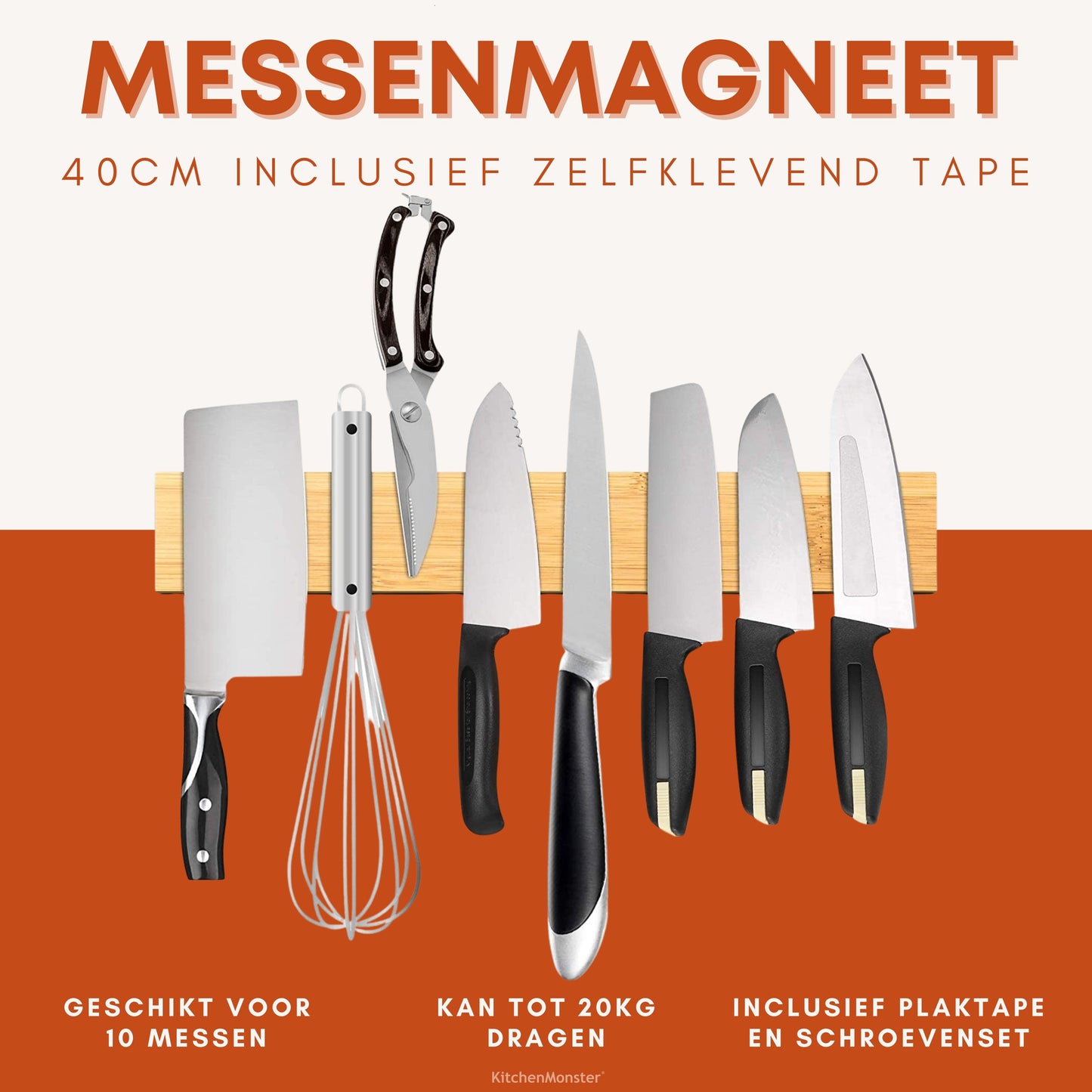 KitchenMonster® Messermagnet 40cm