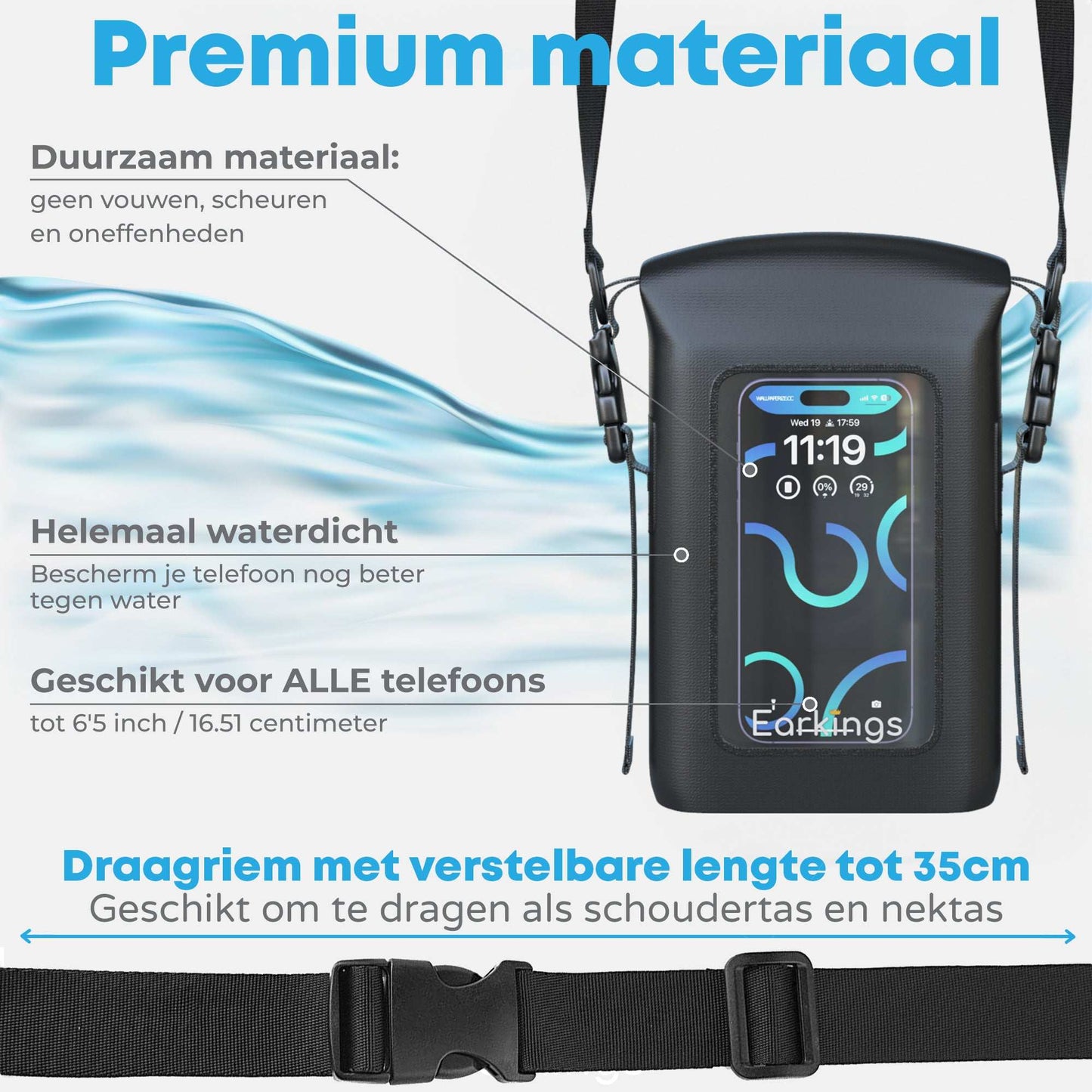 Waterdichte Tas Drybag - 2 Liter met Schouderriem en Handvat - Earkings