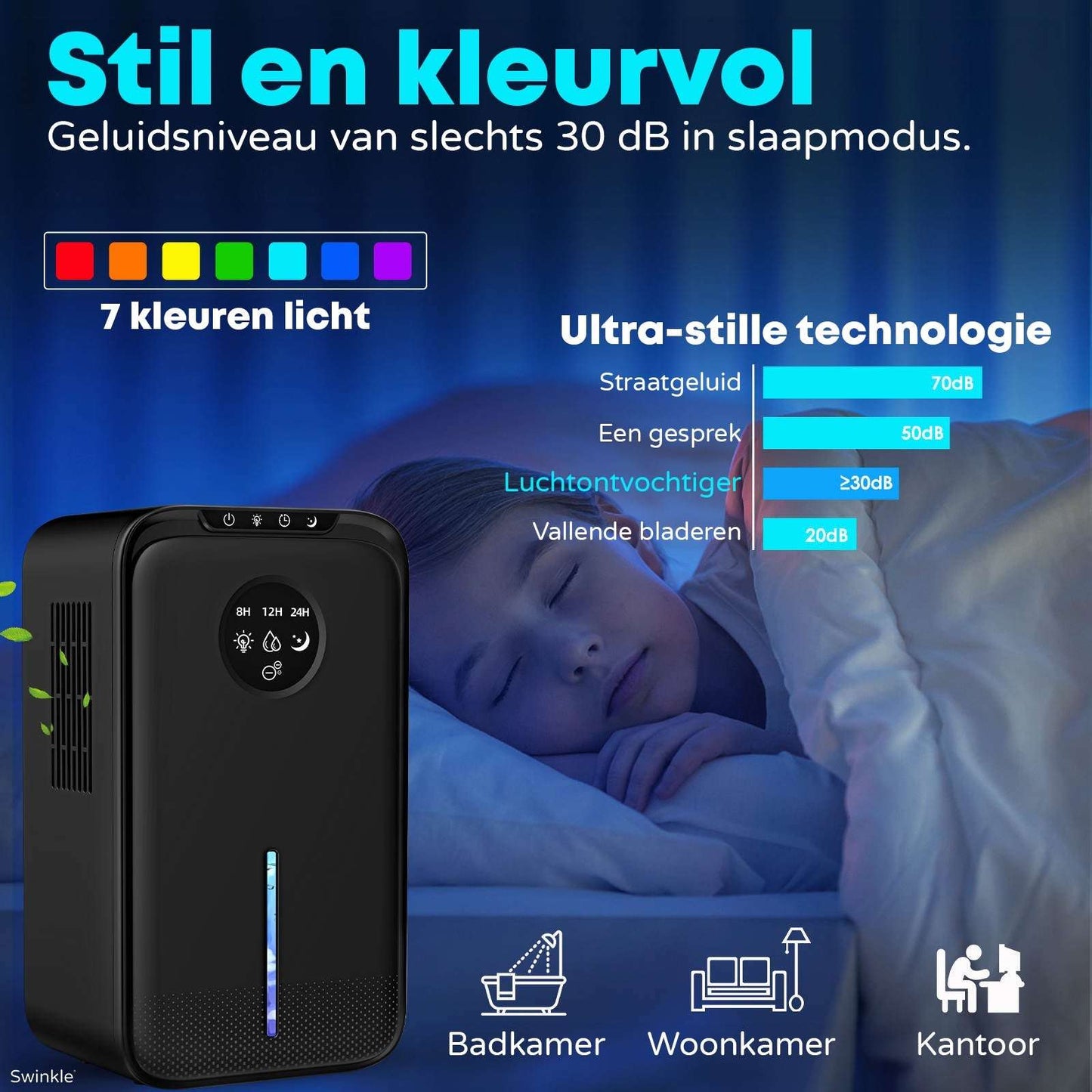 Luchtontvochtiger en Luchtreiniger - Ontvochtigt tot 1L per Dag - Earkings