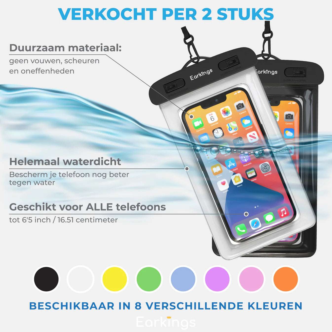 Waterdichte telefoonhoesjes Set van 2 stuks - Earkings