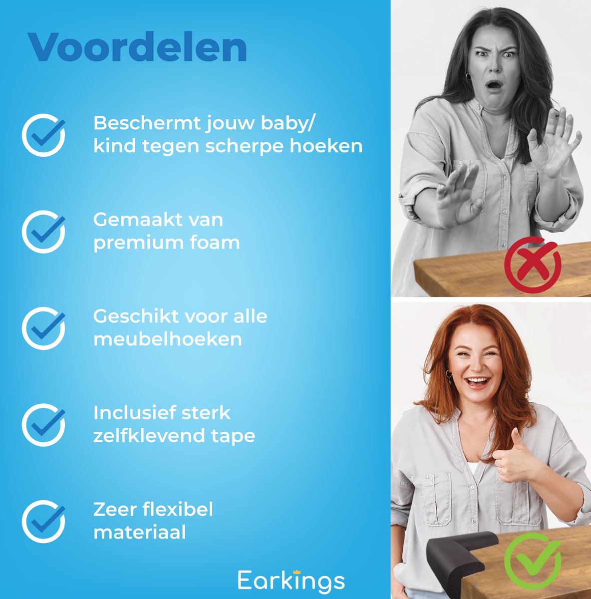 Hoekbeschermer Stootrand van Zacht Foam - Set van 12 - Earkings