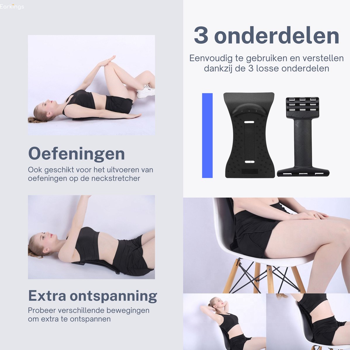 Nekstretcher Nekmassage apparaat - blauw - Earkings