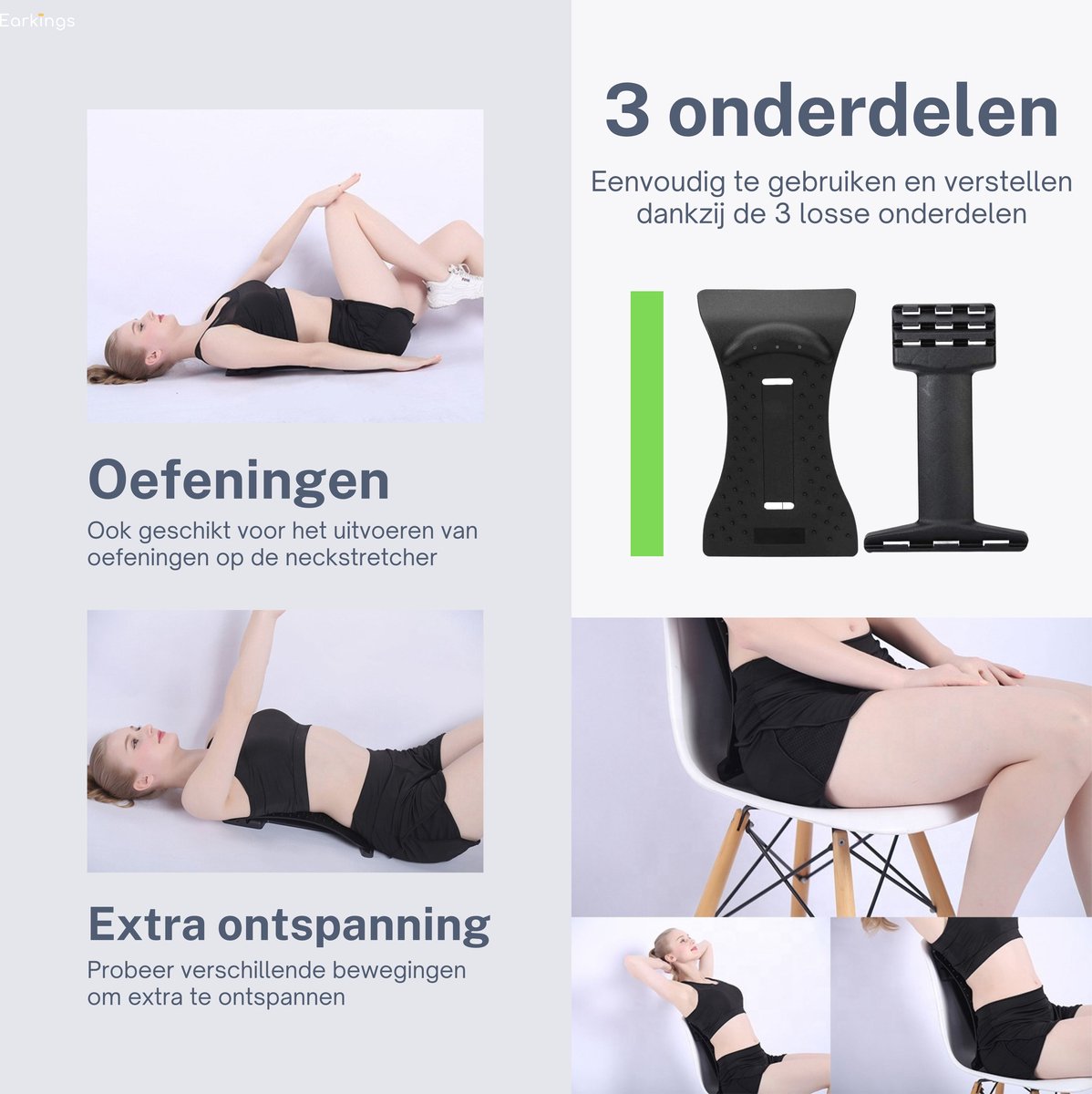 Nekstretcher Nekmassage apparaat - groen - Earkings