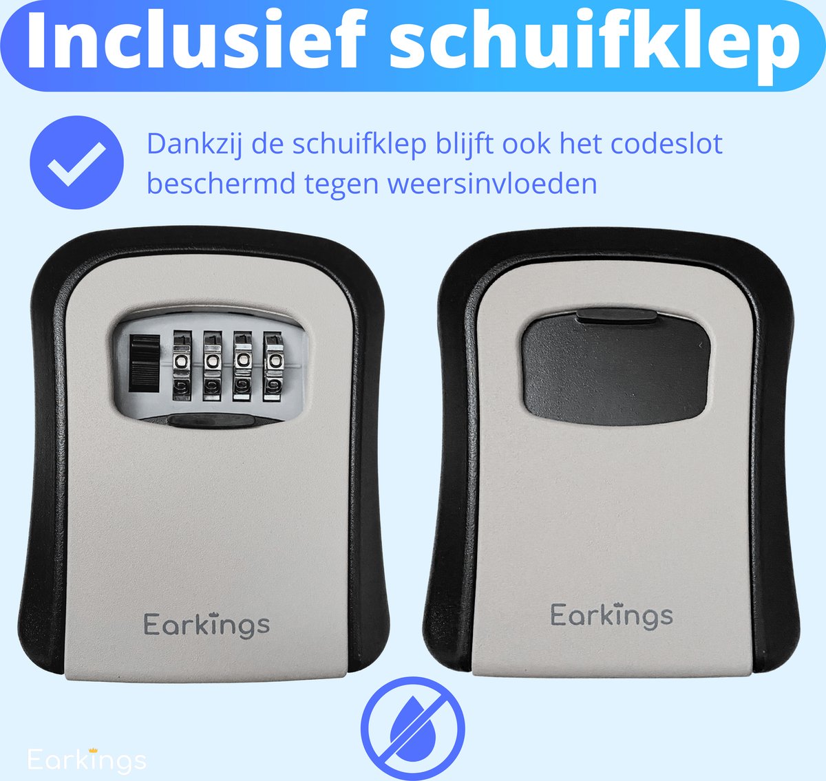 Sleutelkluisje met Code Inclusief Wandmontage - grijs - Earkings