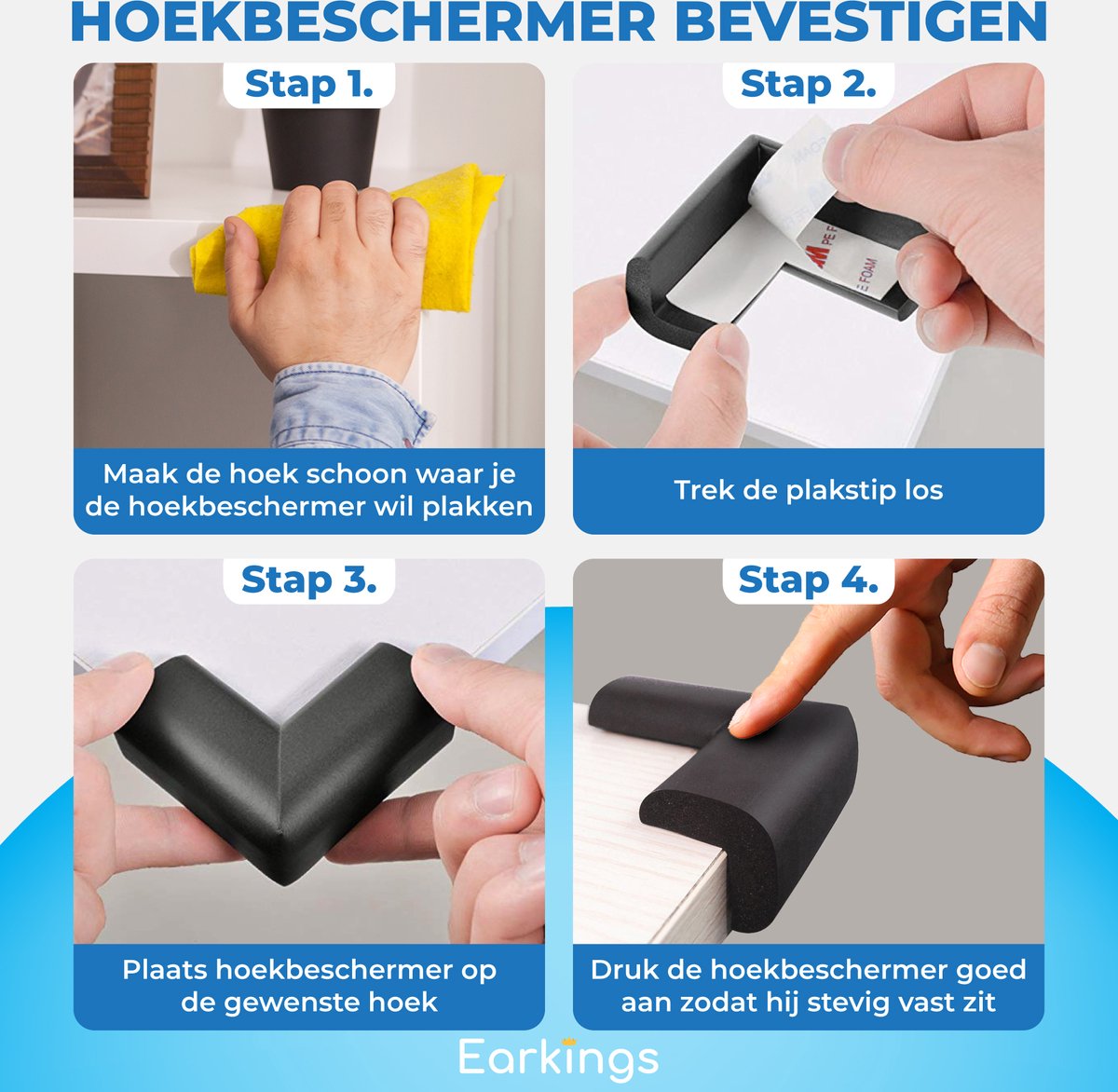 Hoekbeschermer Stootrand van Zacht Foam - Set van 12 - Earkings