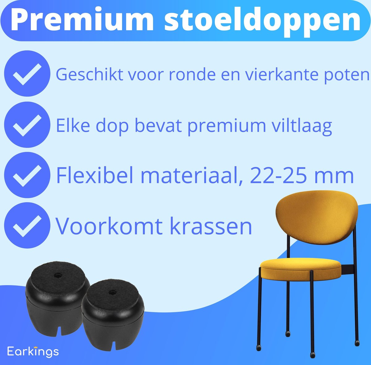 Stoelpoot Beschermers Vloerbeschermer Ø22-25 mm - 24 stuks - Earkings