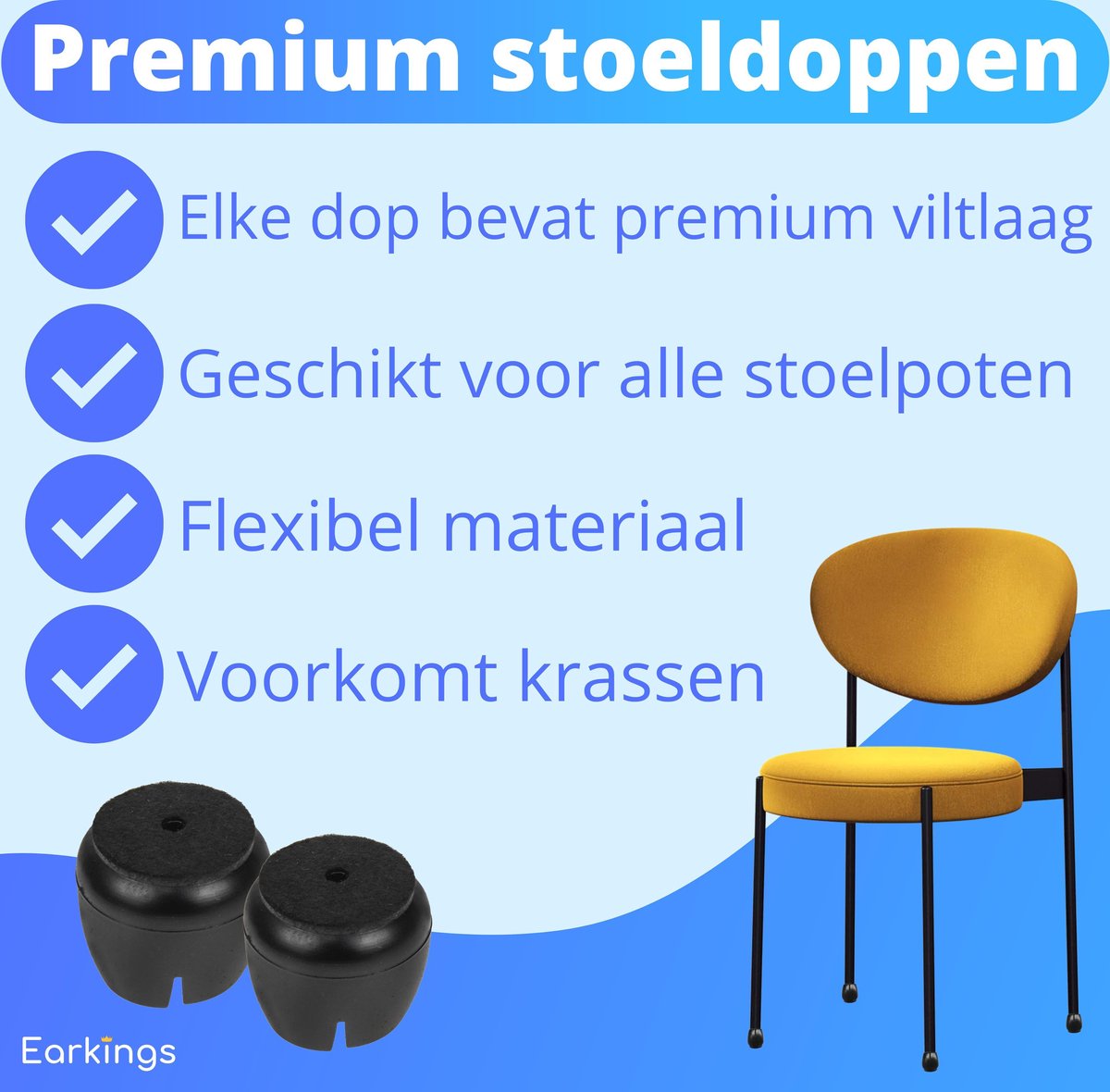 Stoelpoot Beschermers Vloerbeschermer Ø17-21 mm - 24 stuks - Earkings