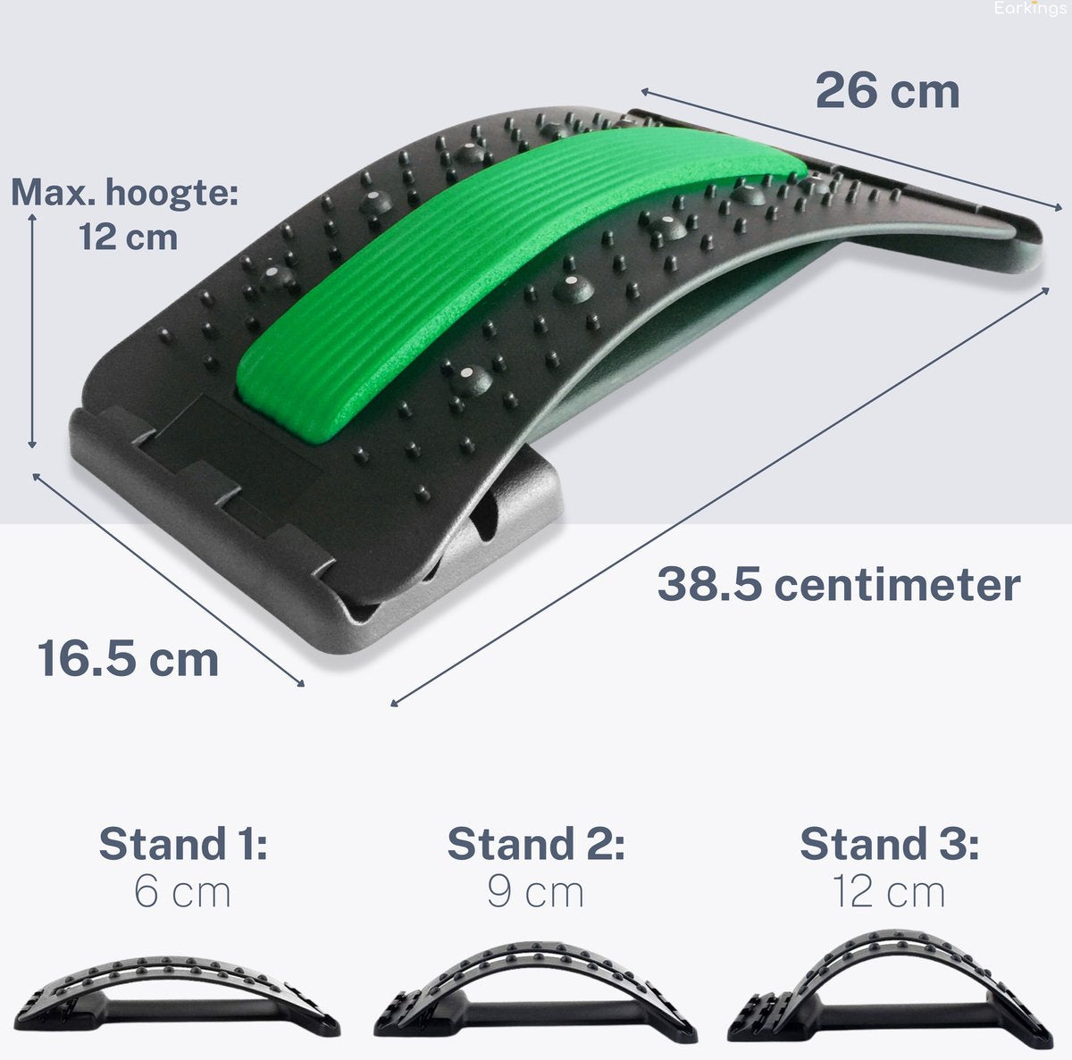 Backstretcher Massage Apparaat met Zachte Pads - groen - Earkings