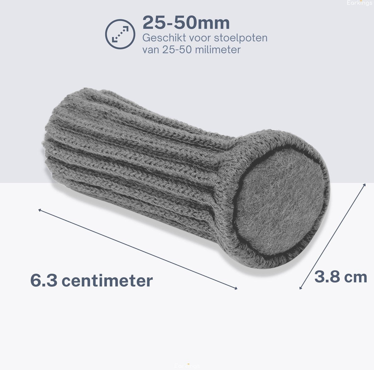 Stoelpoot Beschermers Vloerbeschermer Ø25-50 mm sokken - 24 stuks - grijs - Earkings