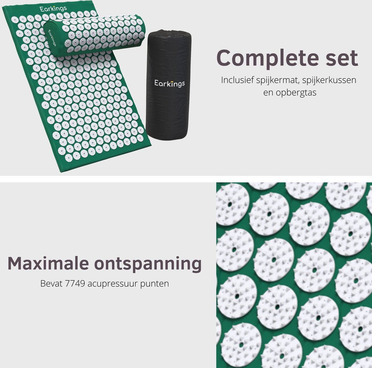 Spijkermat met kussen en met Opbergtas - 8000+ punten - Earkings