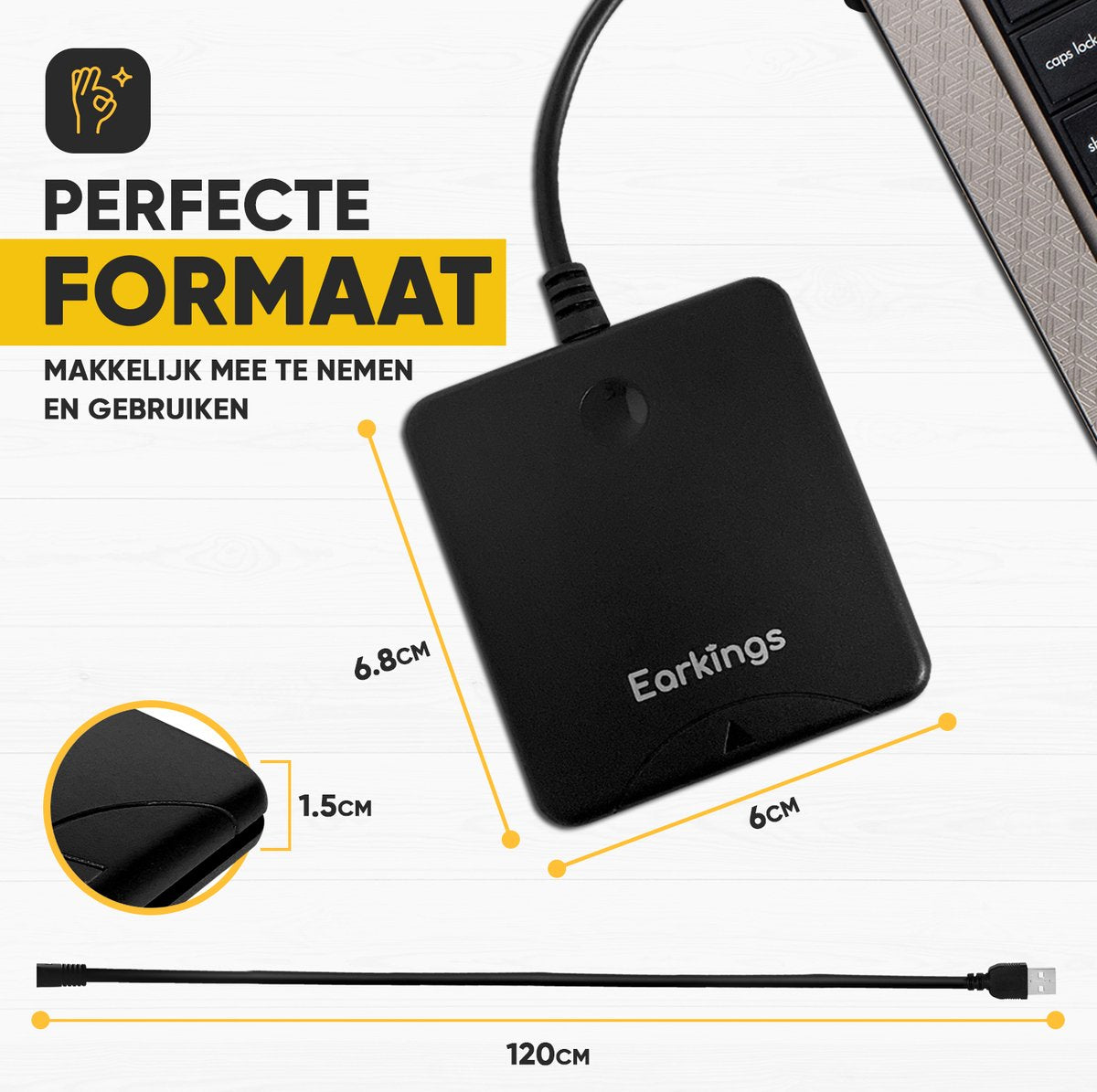 eID Kaartlezer Identiteitskaartlezer - zwart - Earkings