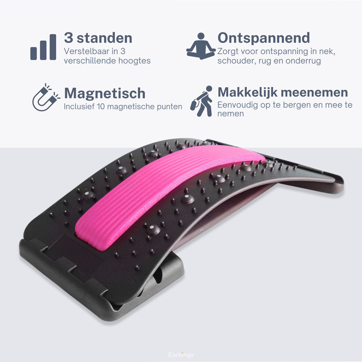Backstretcher Massage Apparaat met Zachte Pads - roze - Earkings