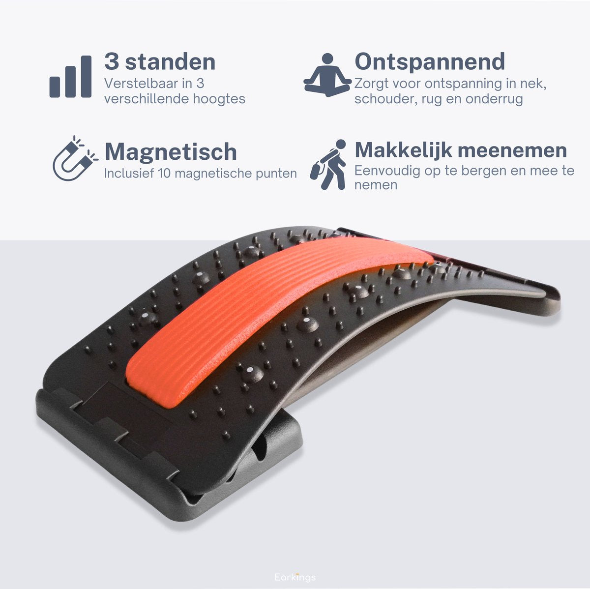 Backstretcher Massage Apparaat met Zachte Pads - rood - Earkings