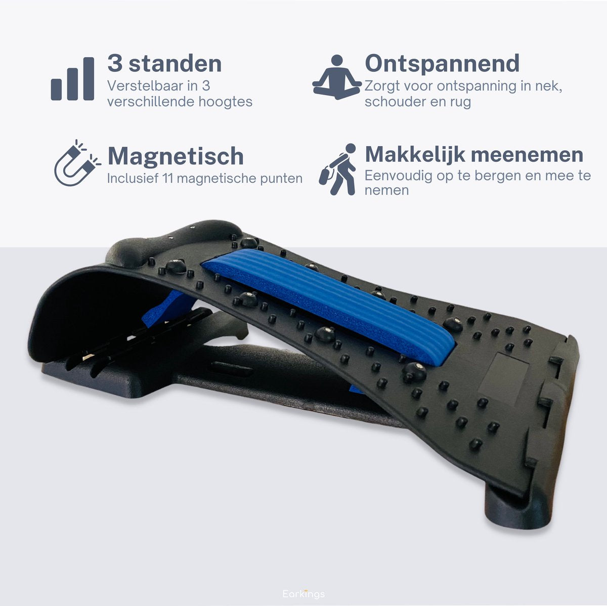 Nekstretcher Nekmassage apparaat - blauw - Earkings