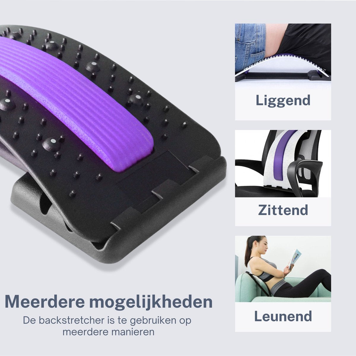 Backstretcher Massage Apparaat met Zachte Pads - paars - Earkings
