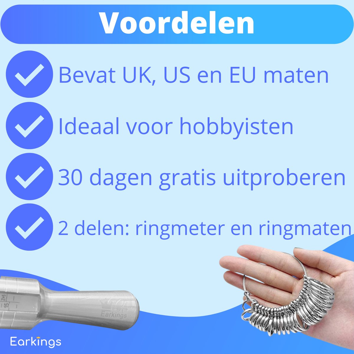 Ringmeter - Ringmaat meter voor elke Ringmaat - Ring sizer - Earkings
