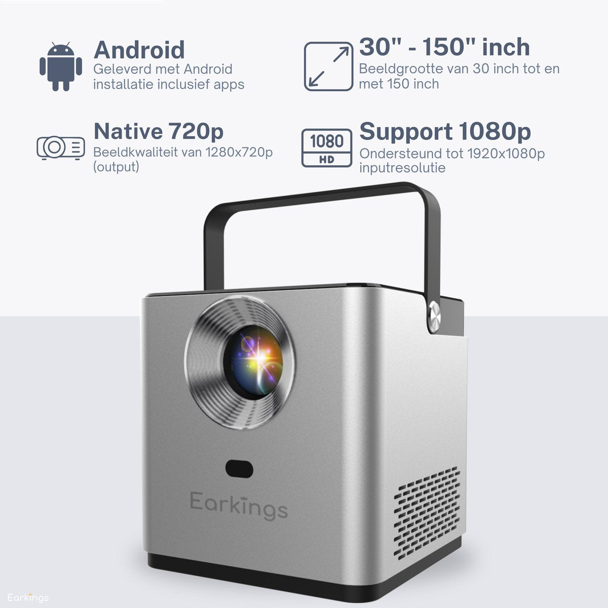 Beamer Projector inclusief Afstandsbediening met Android Apps - Earkings