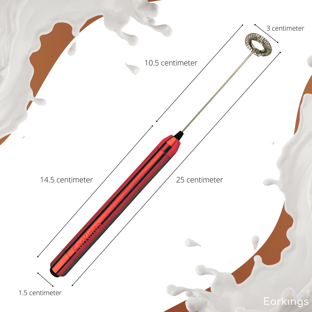 Melkopschuimer Elektrisch van RVS - rood - Earkings