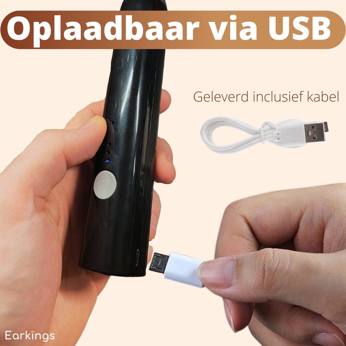 Premium Melkopschuimer Oplaadbaar - Inclusief 2 Opzetstukken zwart - Earkings