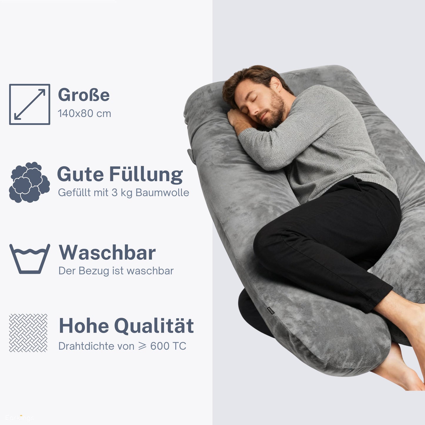 Schwangerschaftskissen Seitenschlafkissen 140x80cm