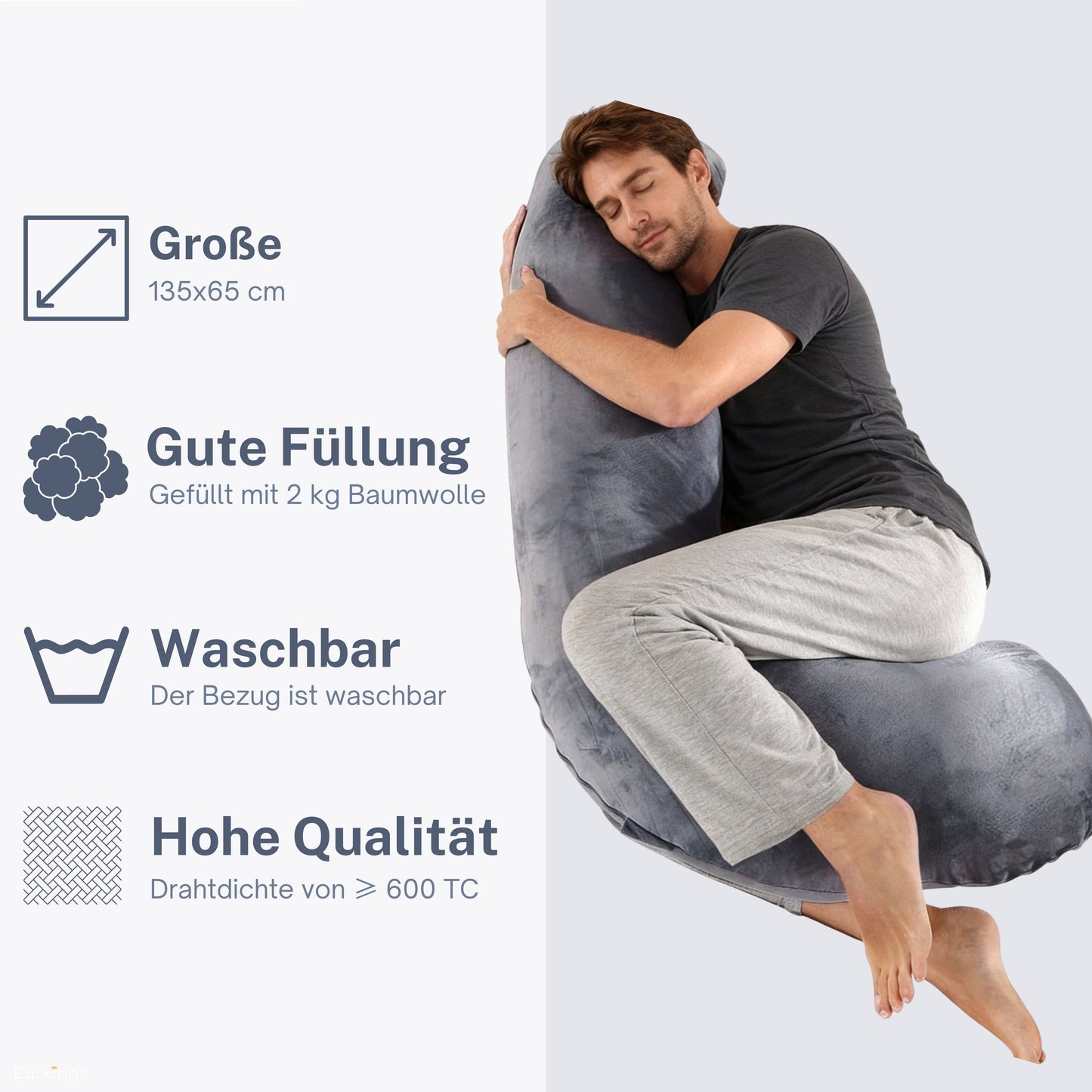 Schwangerschaftskissen Seitenschlafkissen 140x80cm