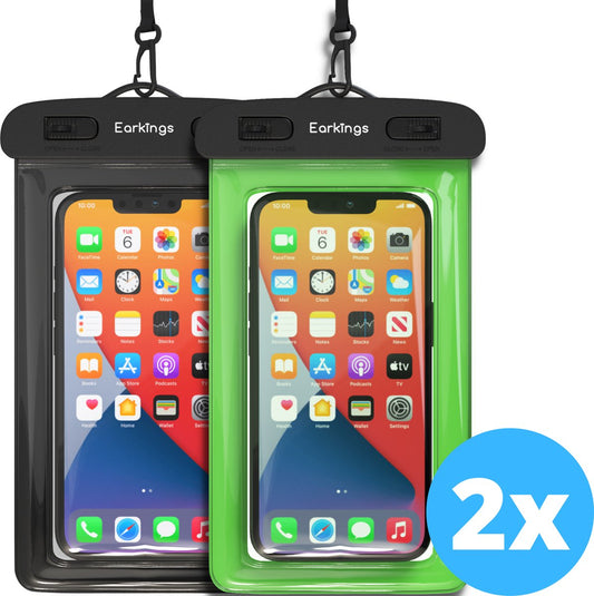 Waterdichte telefoonhoesjes Set van 2 stuks - zwart & groen - Earkings